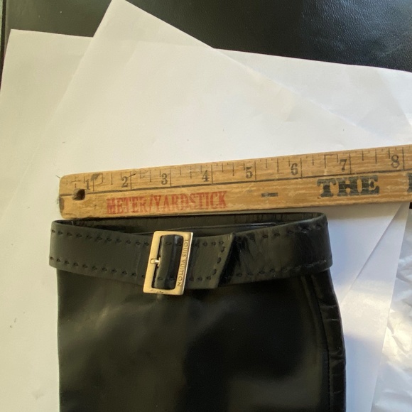 Louis Vuitton black leather zipper knee high boots heels 37.5 silver buckle 7.5 - Picture 15 of 15